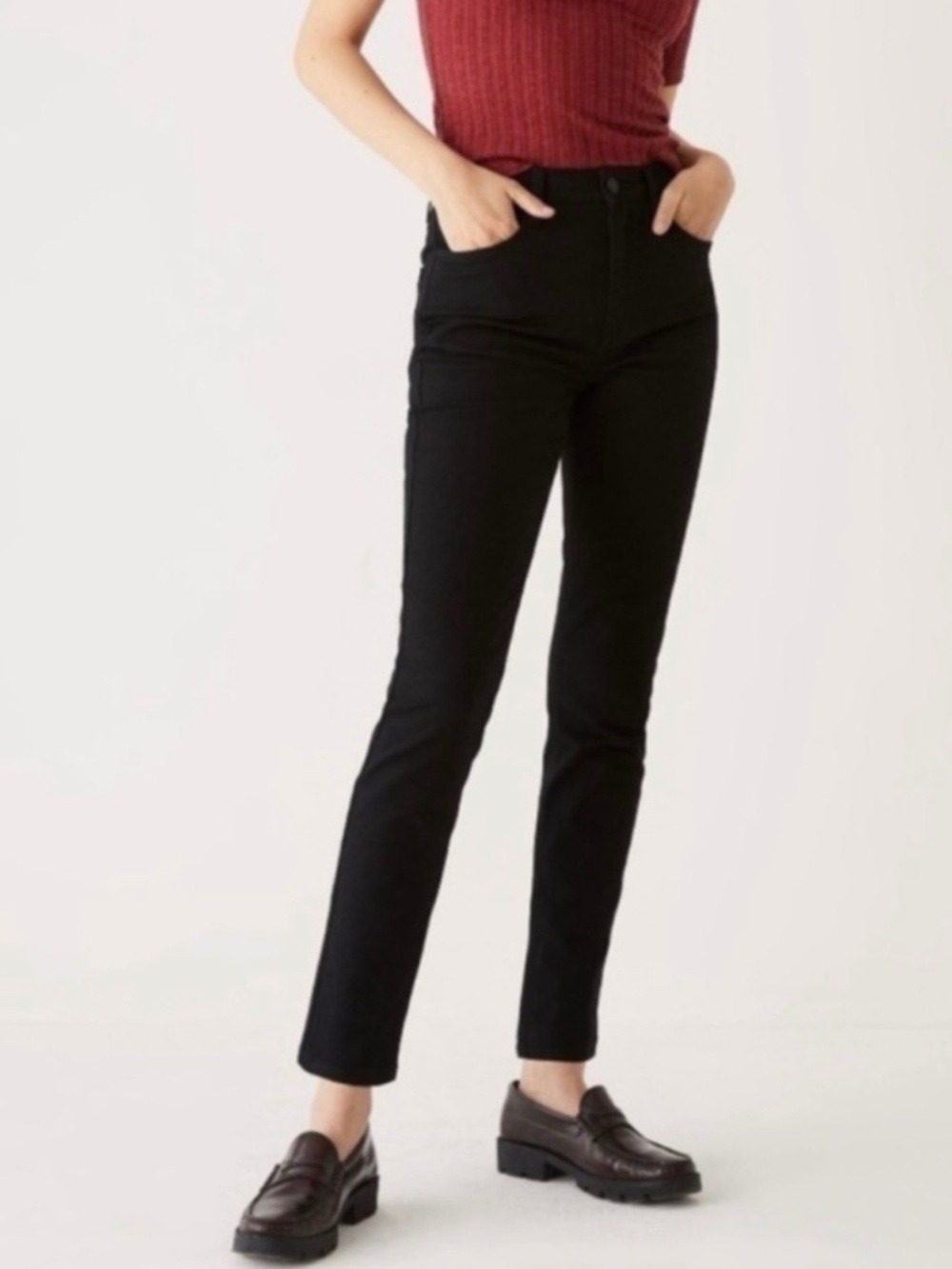 Frank & Oak Black Kim Slim High Waisted Jeans Size 28